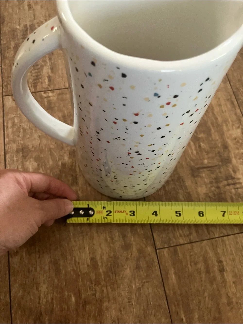 Fall Speckled White Ceramic Pitcher with Multicolor Confetti